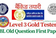 Nepal Bank Limited NBL Gold Tester Level 3 First Question Paper | NBL Old Question Paper by LokSewa Nepal Bank Limited NBL Gold Tester Level 3 First Question Paper NBL Old Question Paper by LokSewa